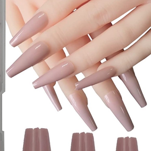 💌BO/GO$6 Nude Glossy Coffin Style Camel Glossy Press On False nails (20 nails) - Picture 2 of 5